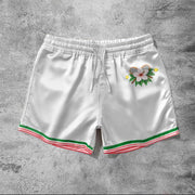 Fashion printed holiday style casual silk shorts