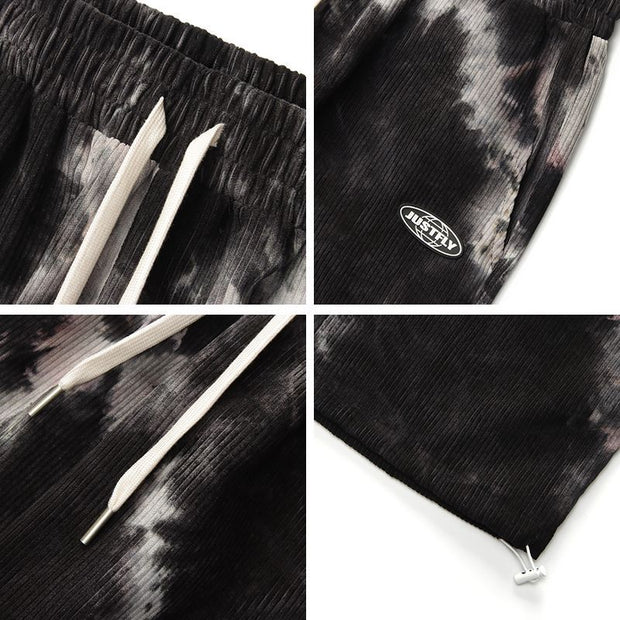 Retro tie-dye straight wide-leg street loose corduroy couple casual trousers