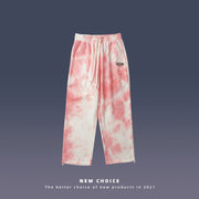 Retro tie-dye straight wide-leg street loose corduroy couple casual trousers