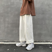 Men's loose straight-leg casual pants solid color trousers