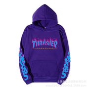 Fashion all-match trend hooded flame hooded sweater men oversize tide brand
