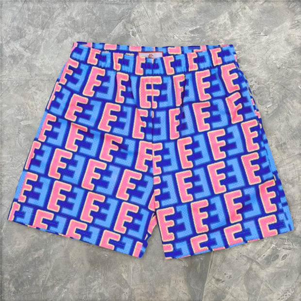 Fitness muscle men's sports five-point pants beach pants mesh breathable casual shorts
