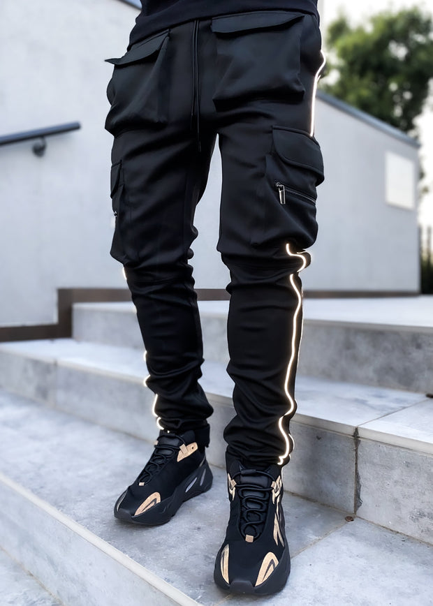 Reflective straight-leg sports fitness leisure trousers
