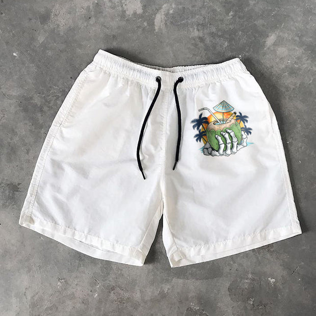Coconut tree print Hawaiian shorts