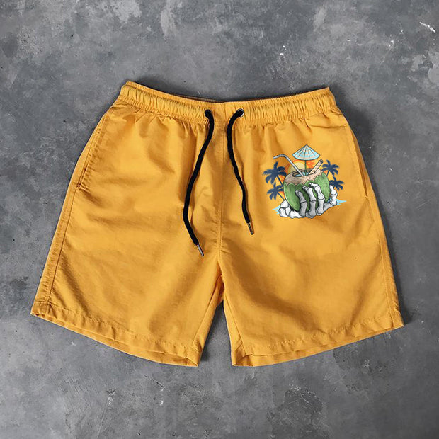 Coconut tree print Hawaiian shorts