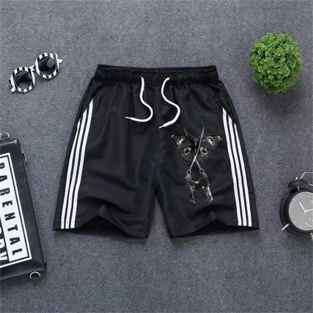 Butterfly sports bar strip casual street style shorts