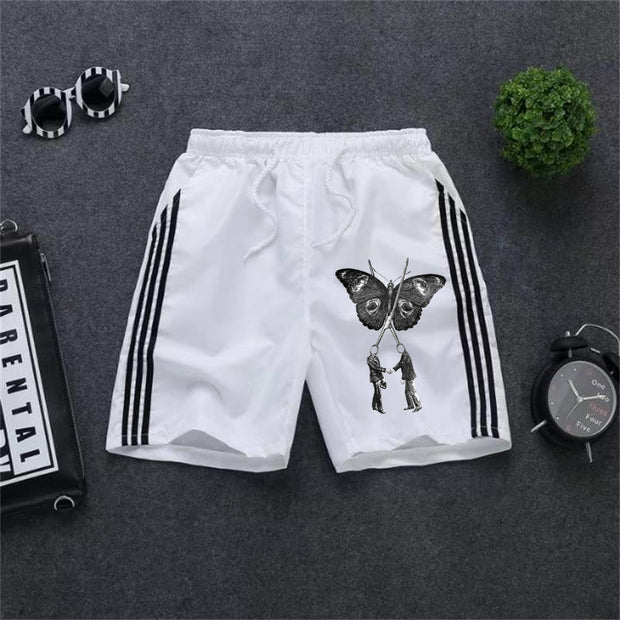 Butterfly sports bar strip casual street style shorts