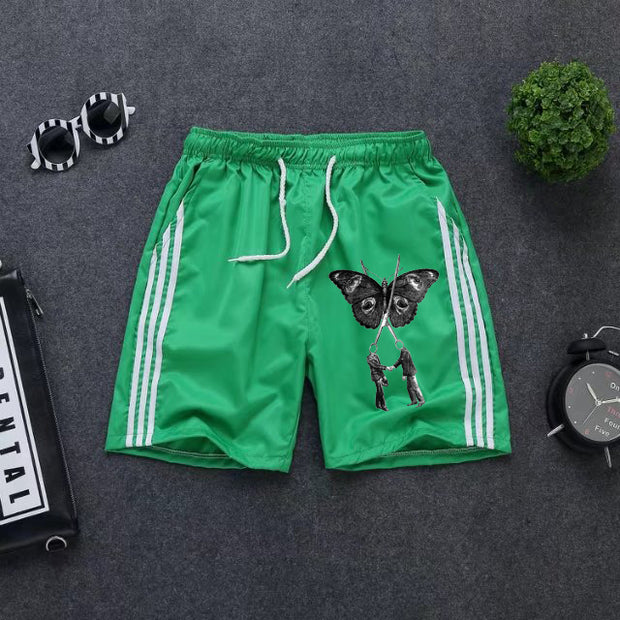 Butterfly sports bar strip casual street style shorts