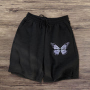 Waffle Butterfly Print Sports Casual Shorts
