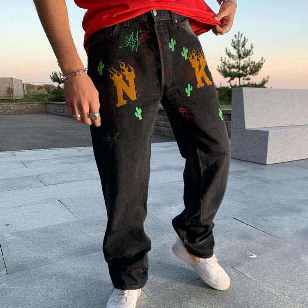 Street fashion design pattern jeans