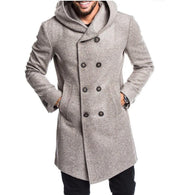 Winter men's hooded woolen jacket