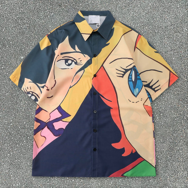 Beach cartoon print shorts street fashion suit