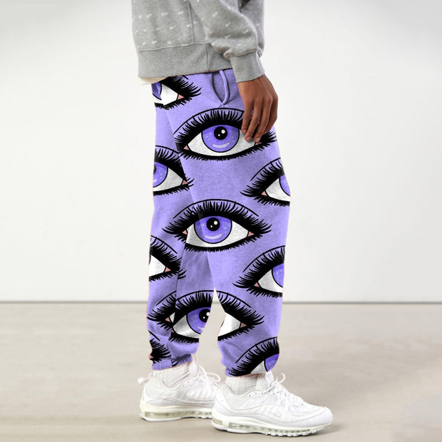 Casual personality eye print loose sweatpants