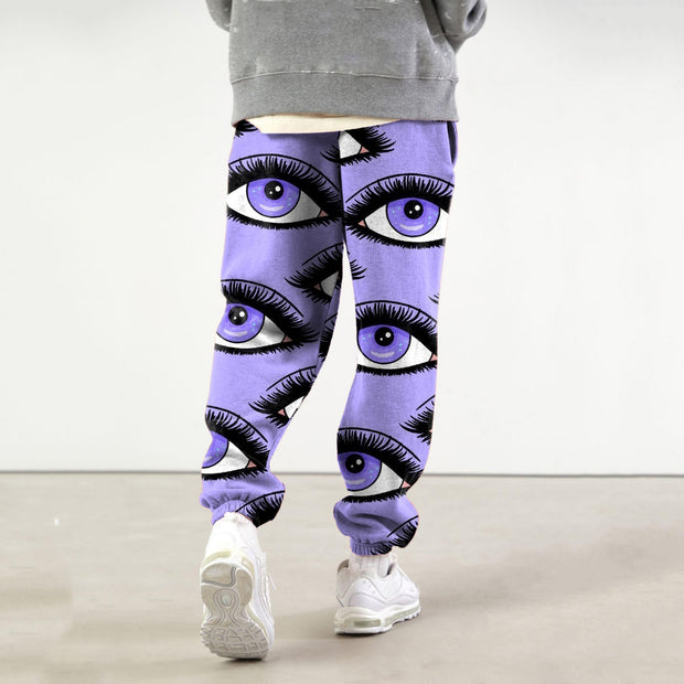 Casual personality eye print loose sweatpants