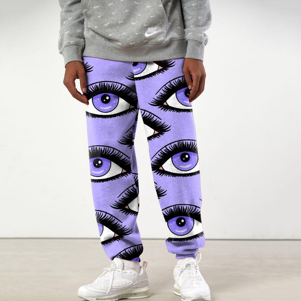 Casual personality eye print loose sweatpants