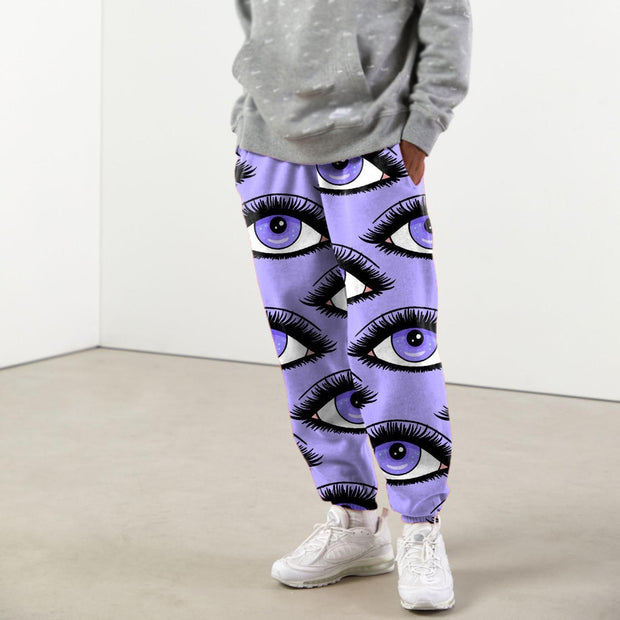 Casual personality eye print loose sweatpants