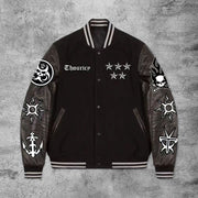 Casual dark skull flame baseball jacket
