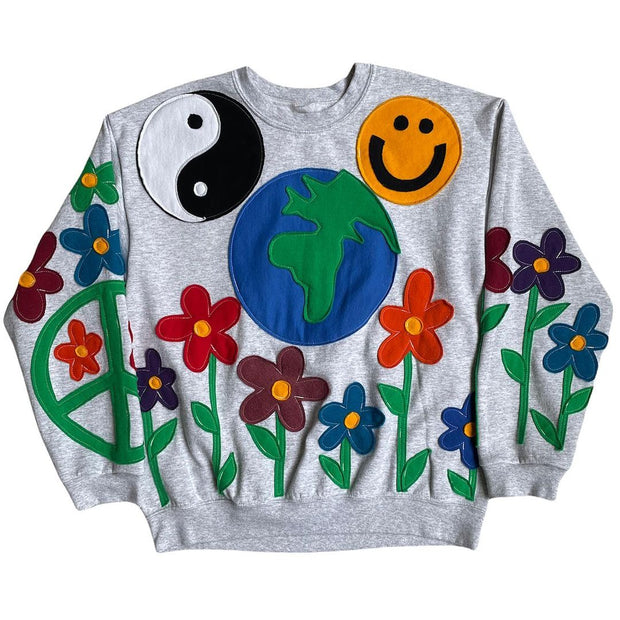 Street fashion design pattern long-sleeved hoodless sweater