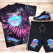 Casual personality tie-dye printed short-sleeved suit men