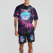 Casual personality tie-dye printed short-sleeved suit men