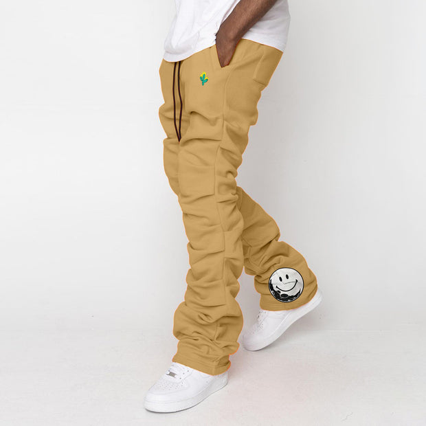 Trendy brand print retro multi-pleated street trousers