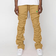 Trendy brand print retro multi-pleated street trousers