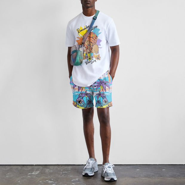 Vacation style printed short-sleeved casual suit