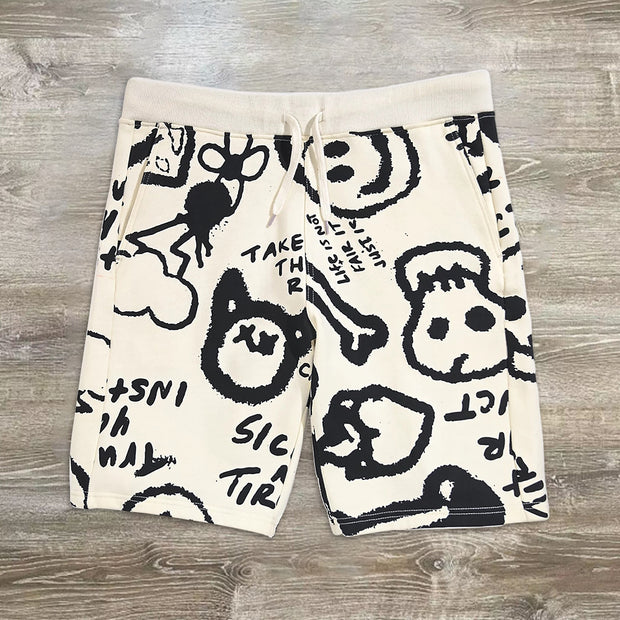 skull print track shorts