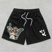 Angel Graphic Print Elastic Shorts