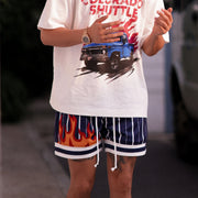 Striped Flame Pattern Street Shorts