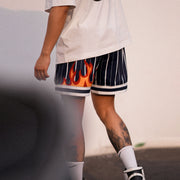 Striped Flame Pattern Street Shorts