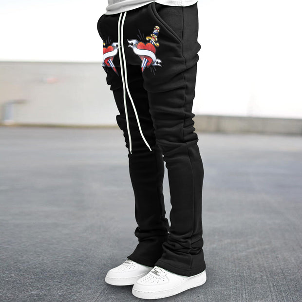 Trendy pattern retro street flared trousers