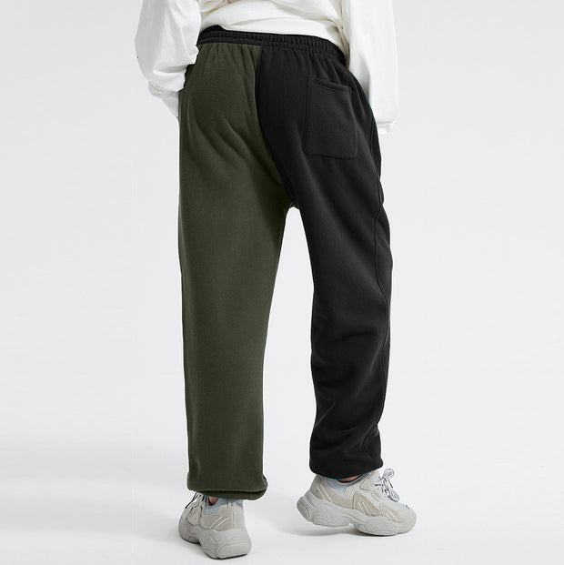 Contrast Vintage Plush Print Casual Trousers