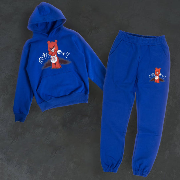 Bear Print Long Sleeve Hoodie Casual Pants Set