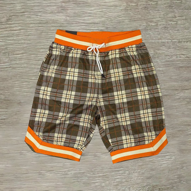 Shorts men retro plaid casual hip-hop trend shorts