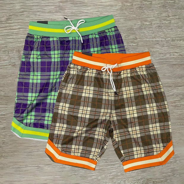 Shorts men retro plaid casual hip-hop trend shorts
