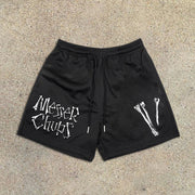 Bone Print Elastic Shorts