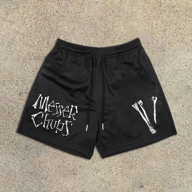 Bone Print Elastic Shorts
