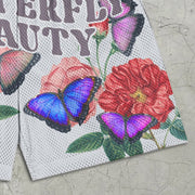 Floral Butterfly Print Elastic Shorts