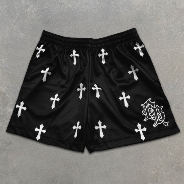short-sleeve T-shirt with cross all over graphic print