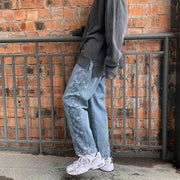 Denim trousers loose straight-leg street casual pants