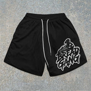 street-pattern mesh shorts
