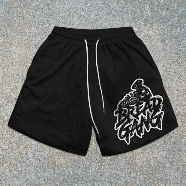 street-pattern mesh shorts