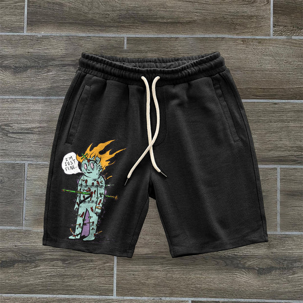 Retro Casual Graphic Hip Hop Track Shorts