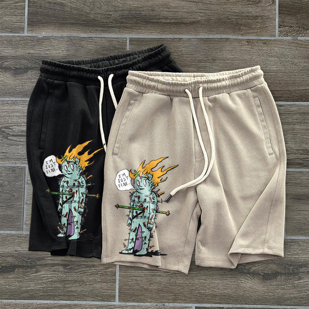 Retro Casual Graphic Hip Hop Track Shorts