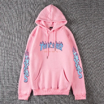 Fashion all-match trend hooded flame hooded sweater men oversize tide brand