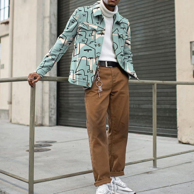Street style casual print retro jacket