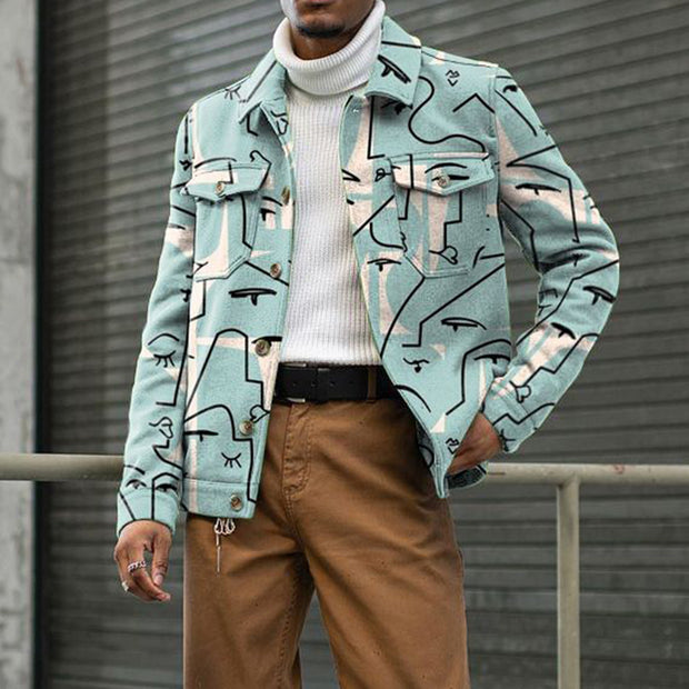 Street style casual print retro jacket