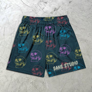 Skull Print Elastic Shorts