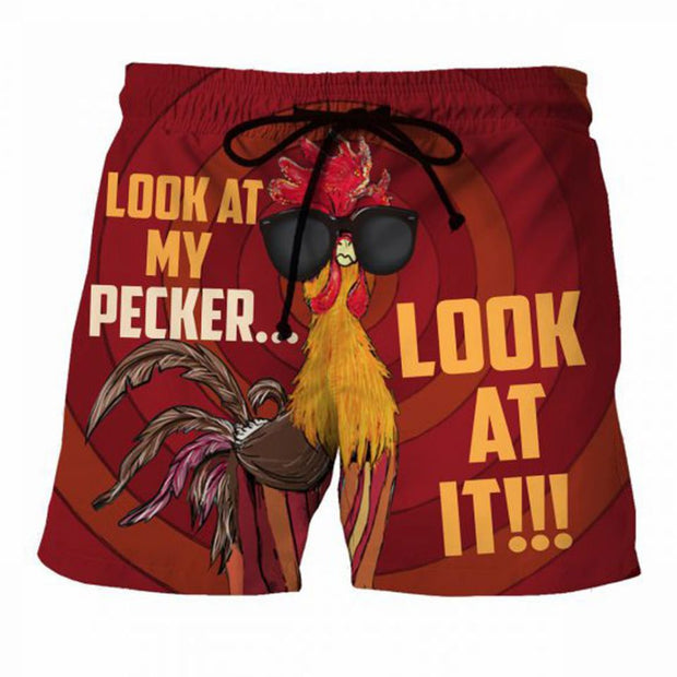 lLook printed drawstring elastic waist beach shorts men